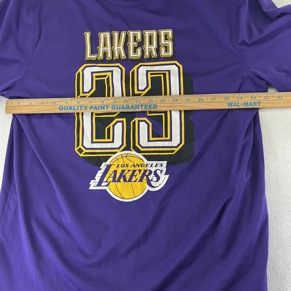 NBA Short Sleeve Shirt Los Angeles LA Lakers 23 Lebron James Purple Mens XL - Picture 9 of 15